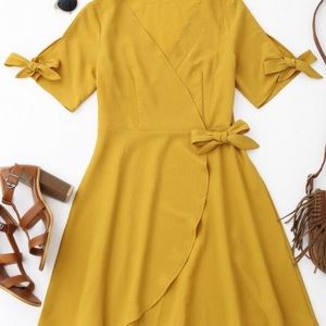 Yellow wrap dress